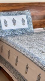 Nilambari Handblocked Super king Size Bedsheet - Image 4