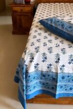 Rang Blue Handblocked Cotton Bedsheet - Image 4
