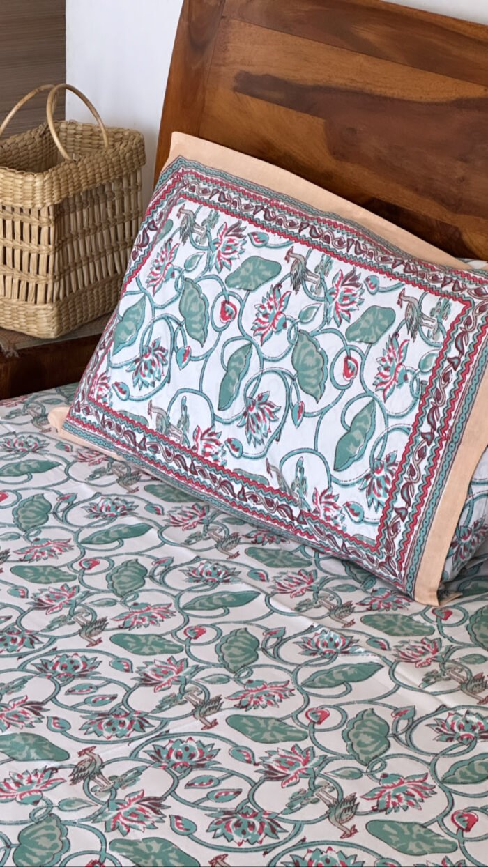 Sarang Handblocked Cotton Bedsheet - Image 2