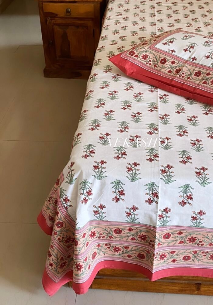 62D9480C-0B31-46A7-B5D8-99876C5E801E Rang Lal Handblocked Cotton Bedsheet - Image 4