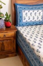 Rang Blue Handblocked Cotton Bedsheet - Image 3