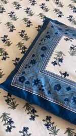 Rang Blue Handblocked Cotton Bedsheet - Image 2