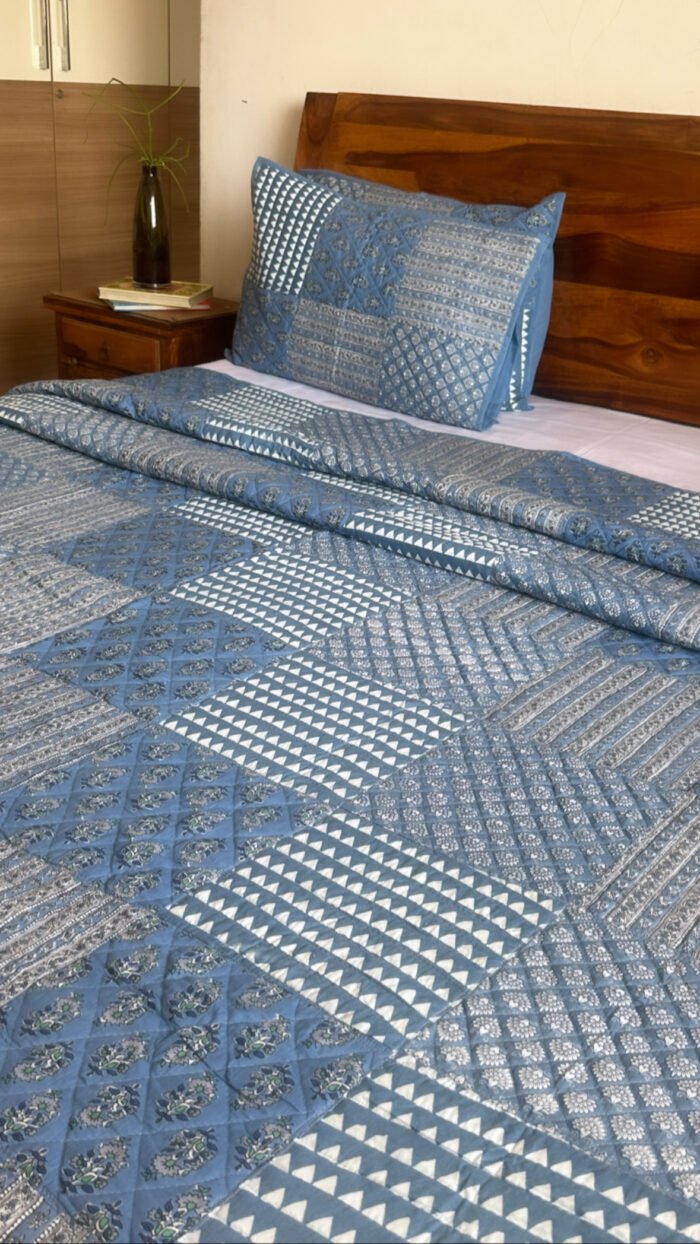 Premium Indigo Patchwork Bedcover - Image 2