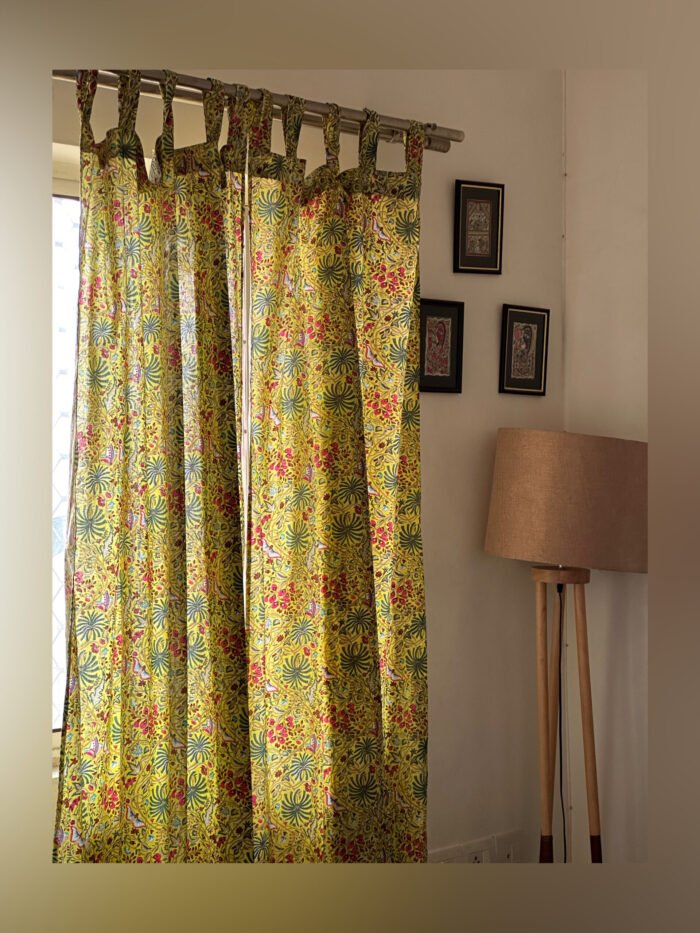 1680113437563 Wild Garden Semi Sheer Block Print Curtains - Image 3
