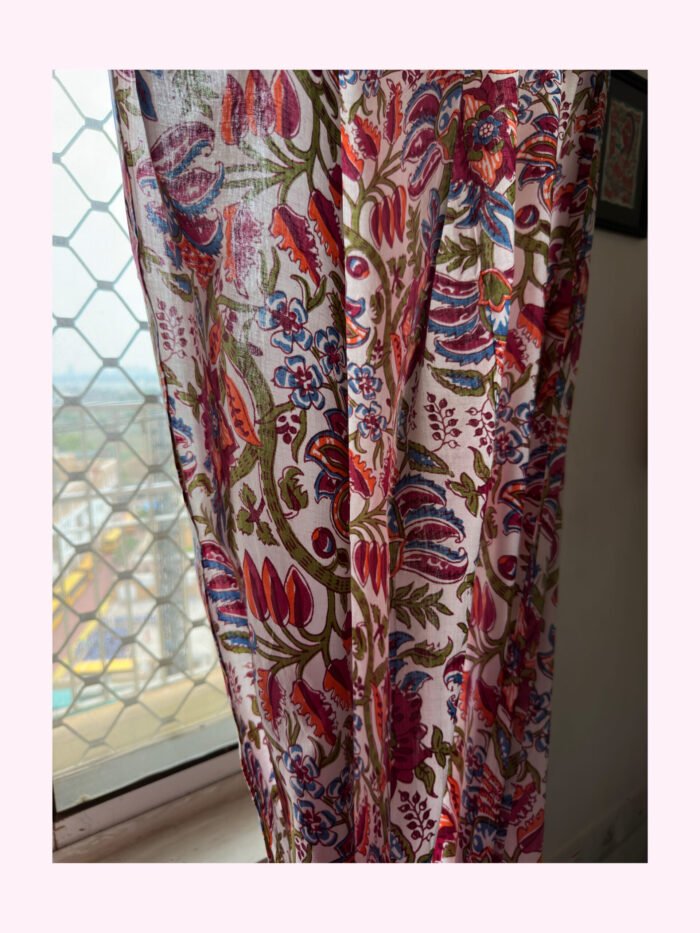 1680113694061 Multi Floral Semi Sheer Block Print Curtains - Image 5