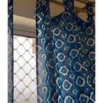 Indigo Semi Sheer Block Print Curtain
