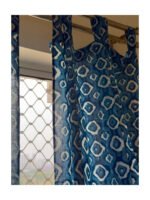 Indigo Semi Sheer Block Print Curtain