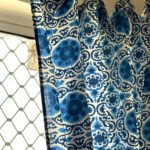 Blue Indigo Semi Sheer Block Print Curtain