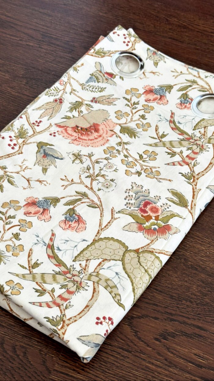 16928523-1E18-4ED6-9134-24CBFBB8FBA5 Desert Peach Wild Flower Cotton Curtains - Image 2