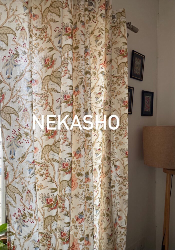 30E8EBEB-AE6E-4EBD-B458-34C7377A11B5 Desert Peach Wild Flower Cotton Curtains - Image 3