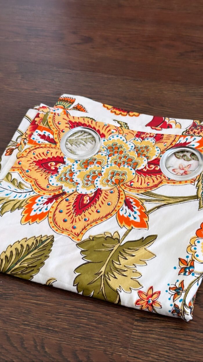 55DBD4DF-EE51-432C-8736-91C4000FD722 Phoolwari Cotton Curtains - Image 2