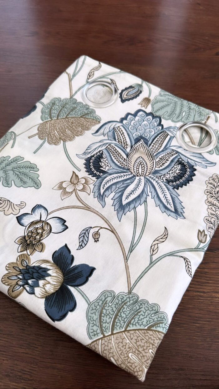 CE202B4C-CB08-47A5-84E7-1E46281619B6 Blue-Grey Floral Curtains - Image 3