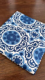 Blue Indigo Semi Sheer Block Print Curtain - Image 3