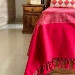 Roshan Red Handwoven Cotton Bedcover