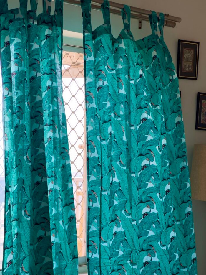 IMG_3215 Tropical Semi Sheer Block Print Curtains - Image 2