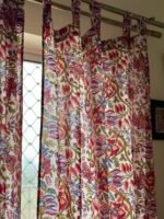 Multi Floral Semi Sheer Block Print Curtains - Image 2