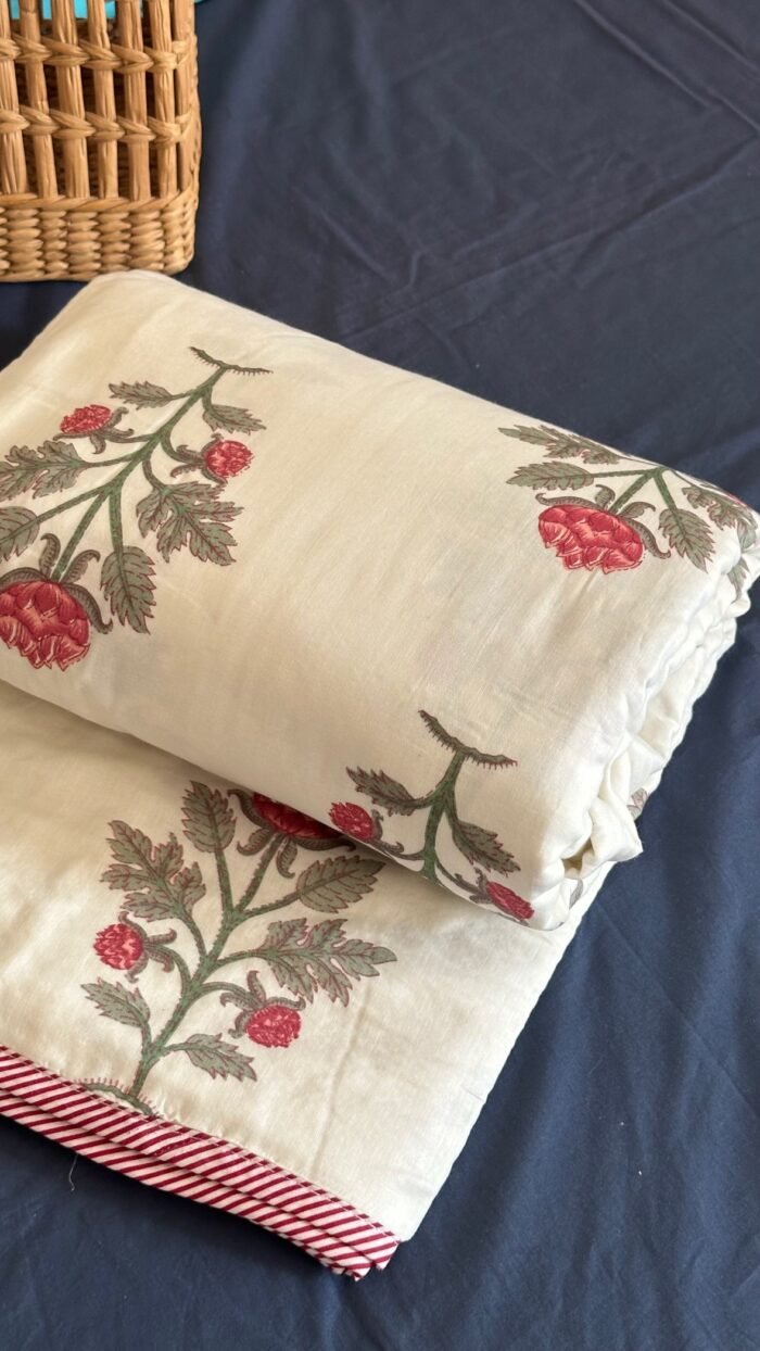 Handblocked Printed Double Bed Mul Dohar - Image 2