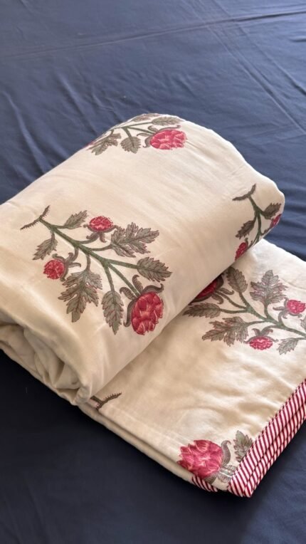 Handblocked Printed Double Bed Mul Dohar