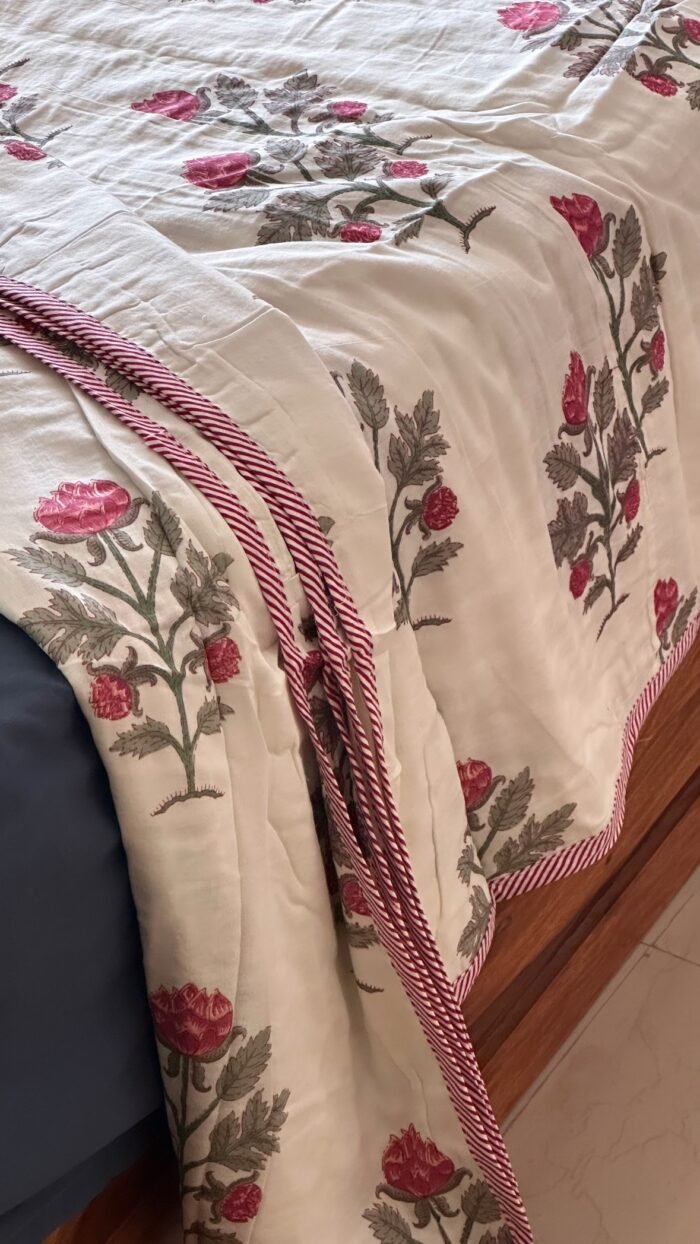 Handblocked Printed Double Bed Mul Dohar - Image 3