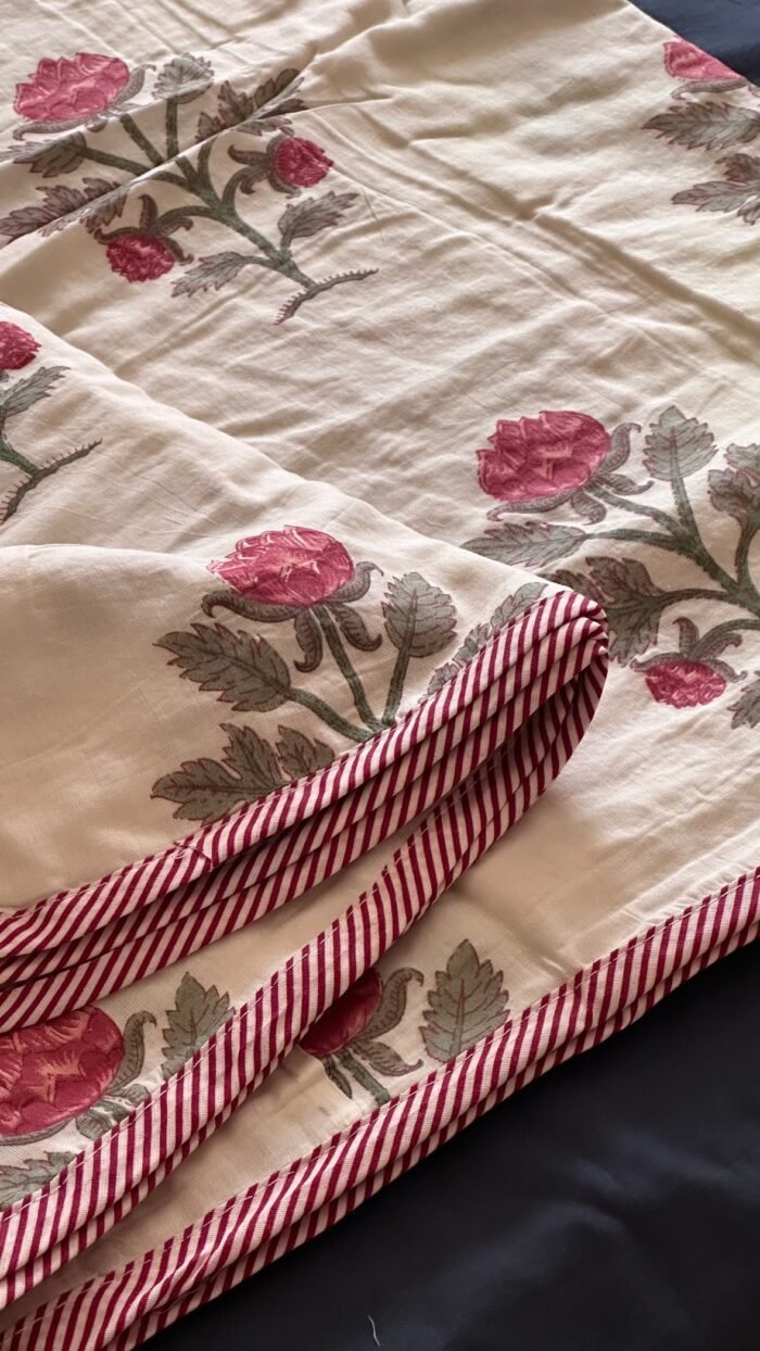 Handblocked Printed Double Bed Mul Dohar - Image 4
