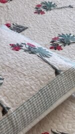 Gulabi pushpanjali Handblocked Cotton Quilted Bedcover - Image 5