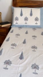 Grey Blue Super King Size Premium Bedsheet - Image 5