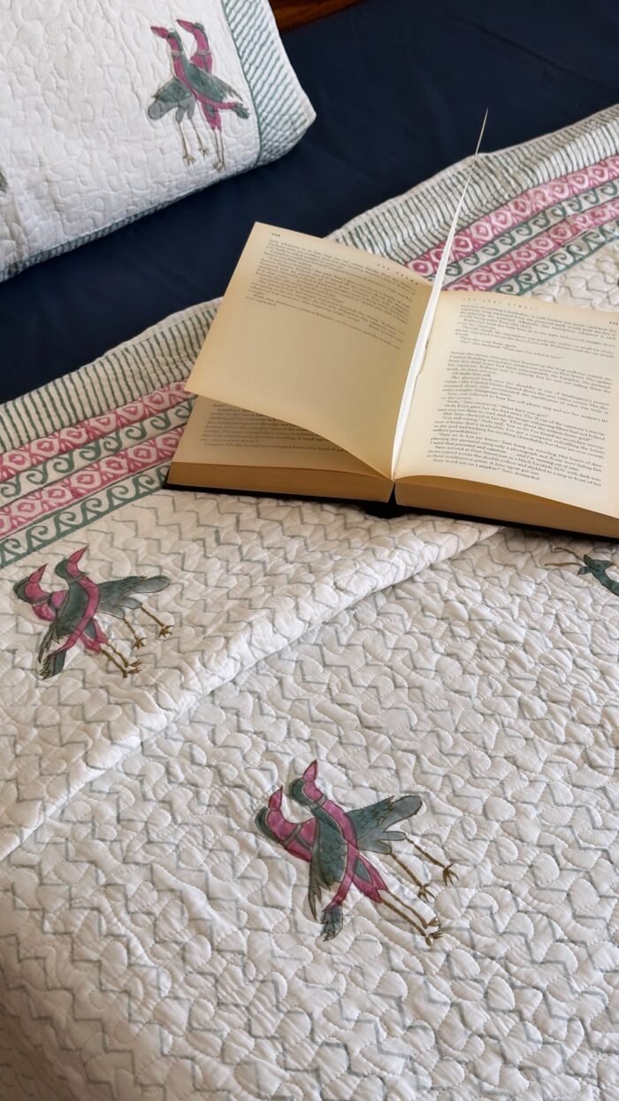 Wild Tales Handblocked Cotton Quilted Bedcover - Image 2