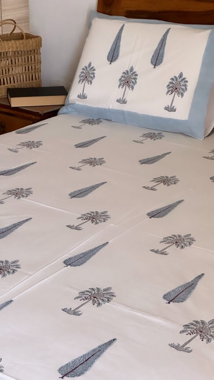 Grey Blue Super King Size Premium Bedsheet - Image 6