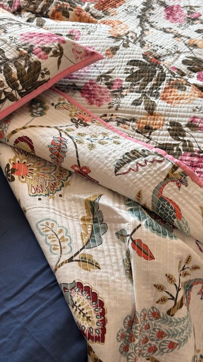 Quilted Reversible Double Bed Cotton Bedcover - Image 3