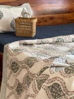 Blissful Grey Handblocked Cotton Quilted Bedcover - Image 5