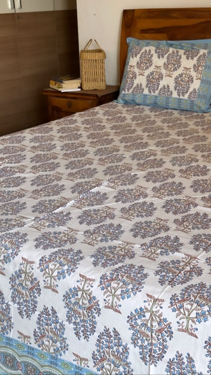 Blue Jungle King Size Cotton Bedsheet - Image 4