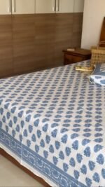 Blue Phool King Size Cotton Bedsheet - Image 3