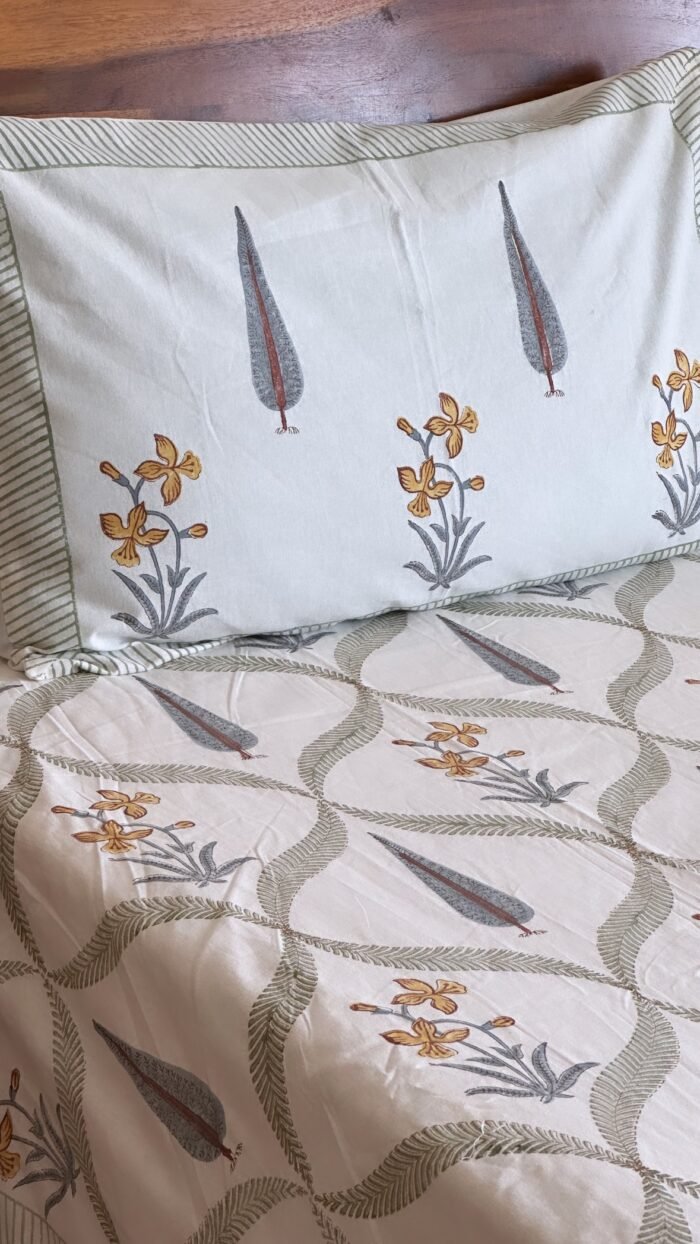 Saanjh Handblocked Bedsheet - Image 2