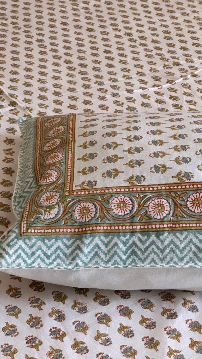 Saanjh Handblocked Bedsheet - Image 2