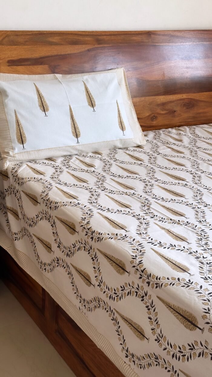 Saanjh Handblocked Bedsheet - Image 5