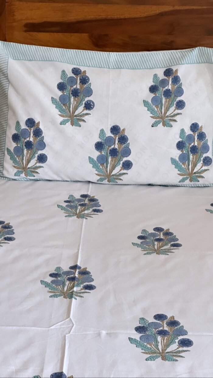 Saanjh Handblocked Bedsheet - Image 3