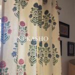 Red-Blue Handblocked Canvas Curtain