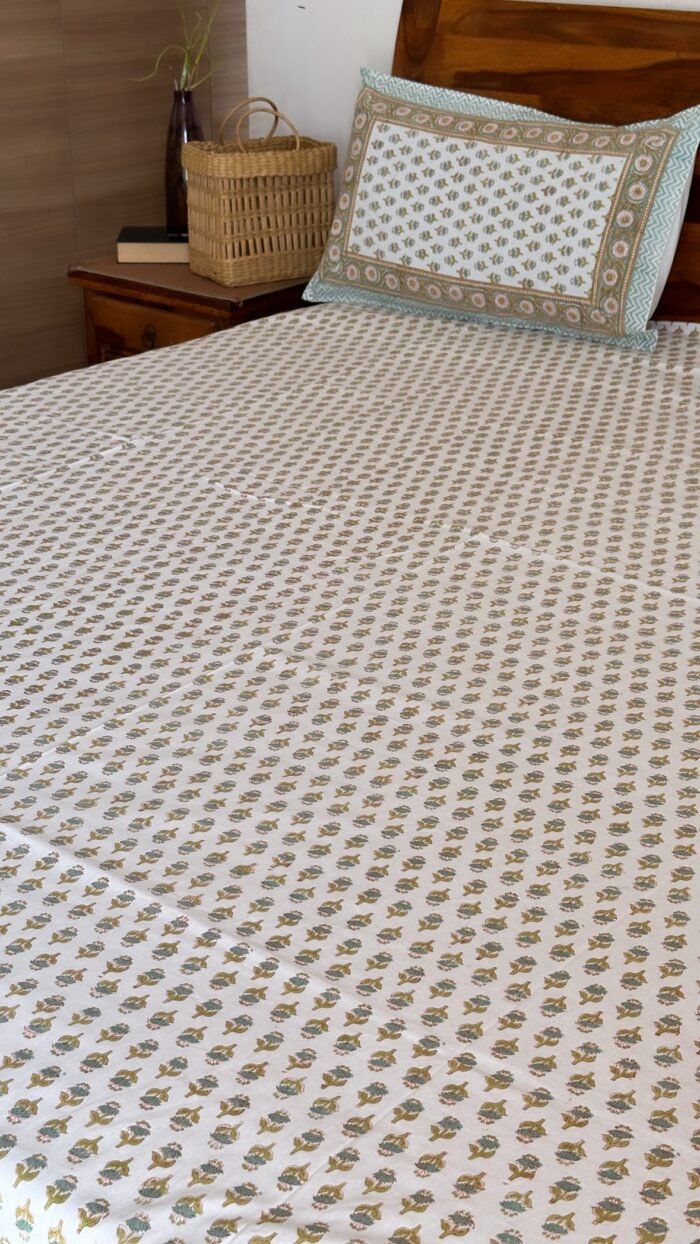 Saanjh Handblocked Bedsheet - Image 5