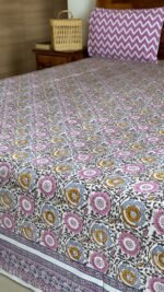 Kali-phool Handblocked Cotton Bedsheet - Image 3