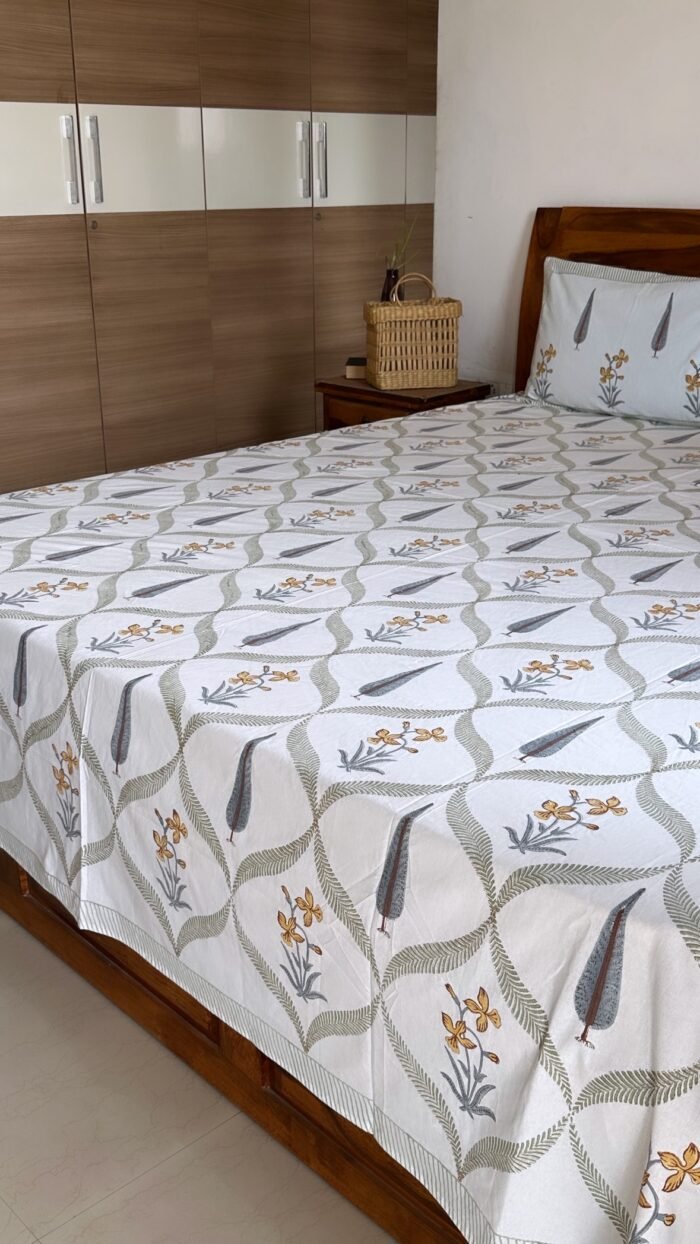 Saanjh Handblocked Bedsheet - Image 5
