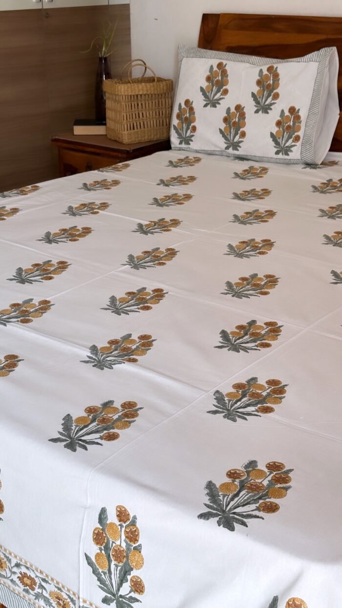 Saanjh Handblocked Bedsheet - Image 5