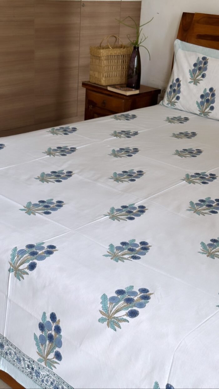Saanjh Handblocked Bedsheet - Image 4