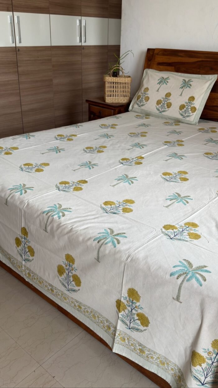 Saanjh Handblocked Bedsheet - Image 3