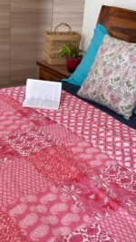 Pink Patchwork Double Bed Mul Dohar
