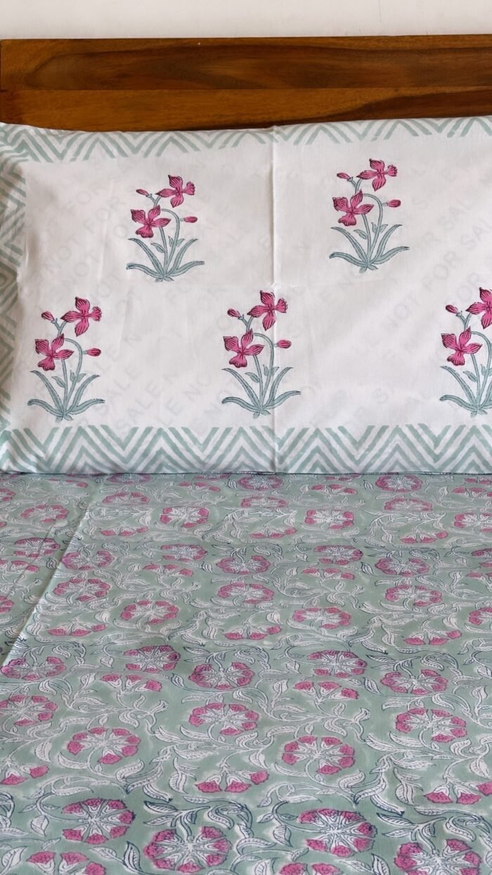 Saanjh Handblocked Bedsheet - Image 2