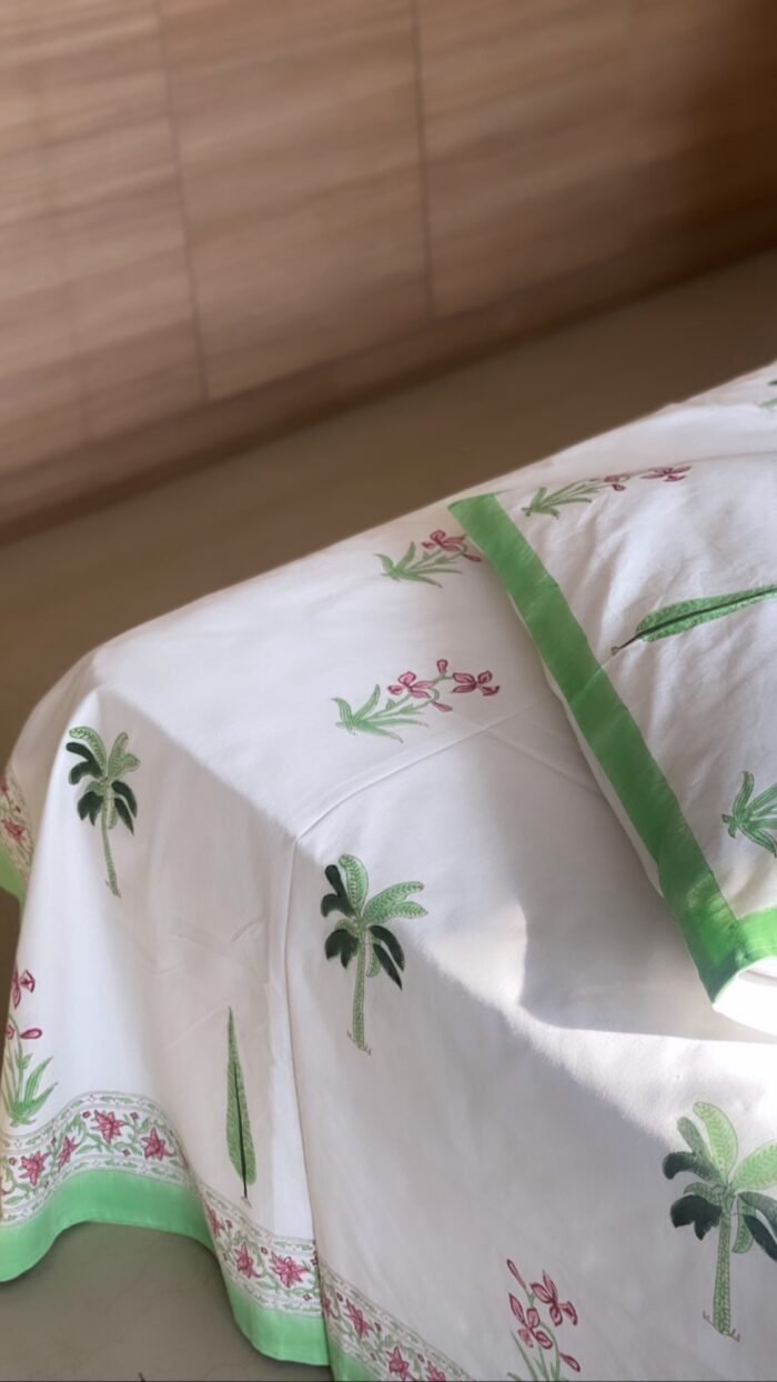 Saanjh Handblocked Bedsheet - Image 3