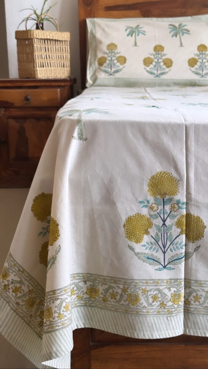Saanjh Handblocked Bedsheet - Image 4
