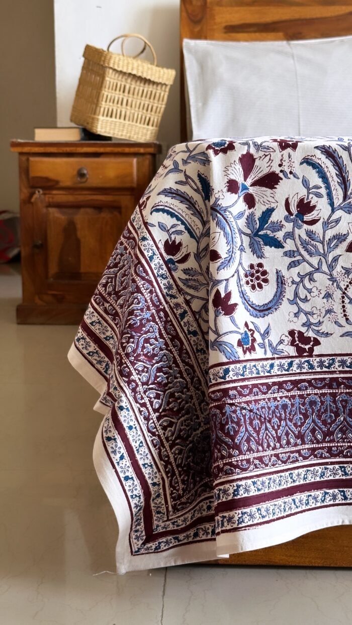 93c67a04-47bd-412b-ad6b-d5fb84522db9 Kali-Neer Handblocked Cotton Bedsheet - Image 5