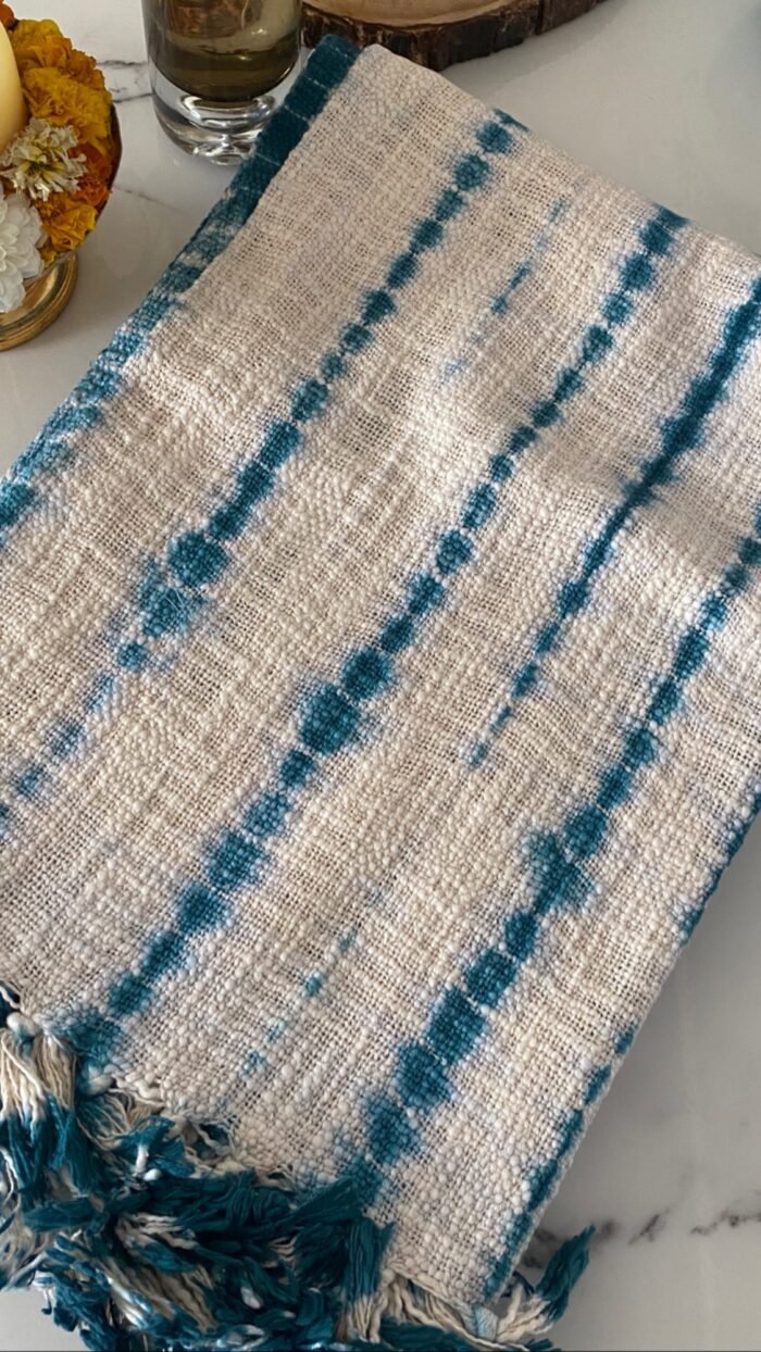 Blue Tie-dye Handwoven Throw - Image 4