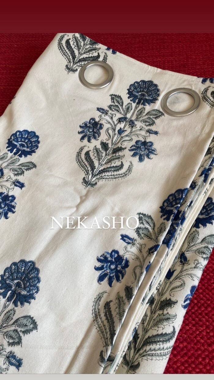 9c8d599f-8672-44c6-beda-7711ba0822de Blue Buta Handblocked Canvas Curtain - Image 2